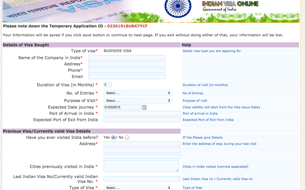 Additional Particulars Form For Indian Visa Jtapo