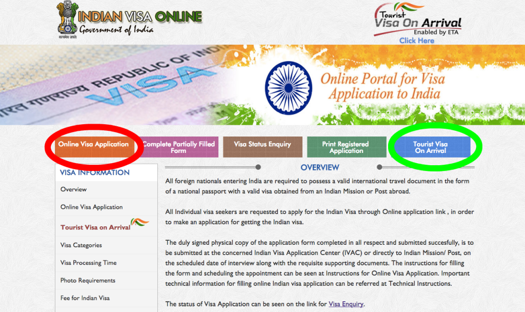 indian travel visa application